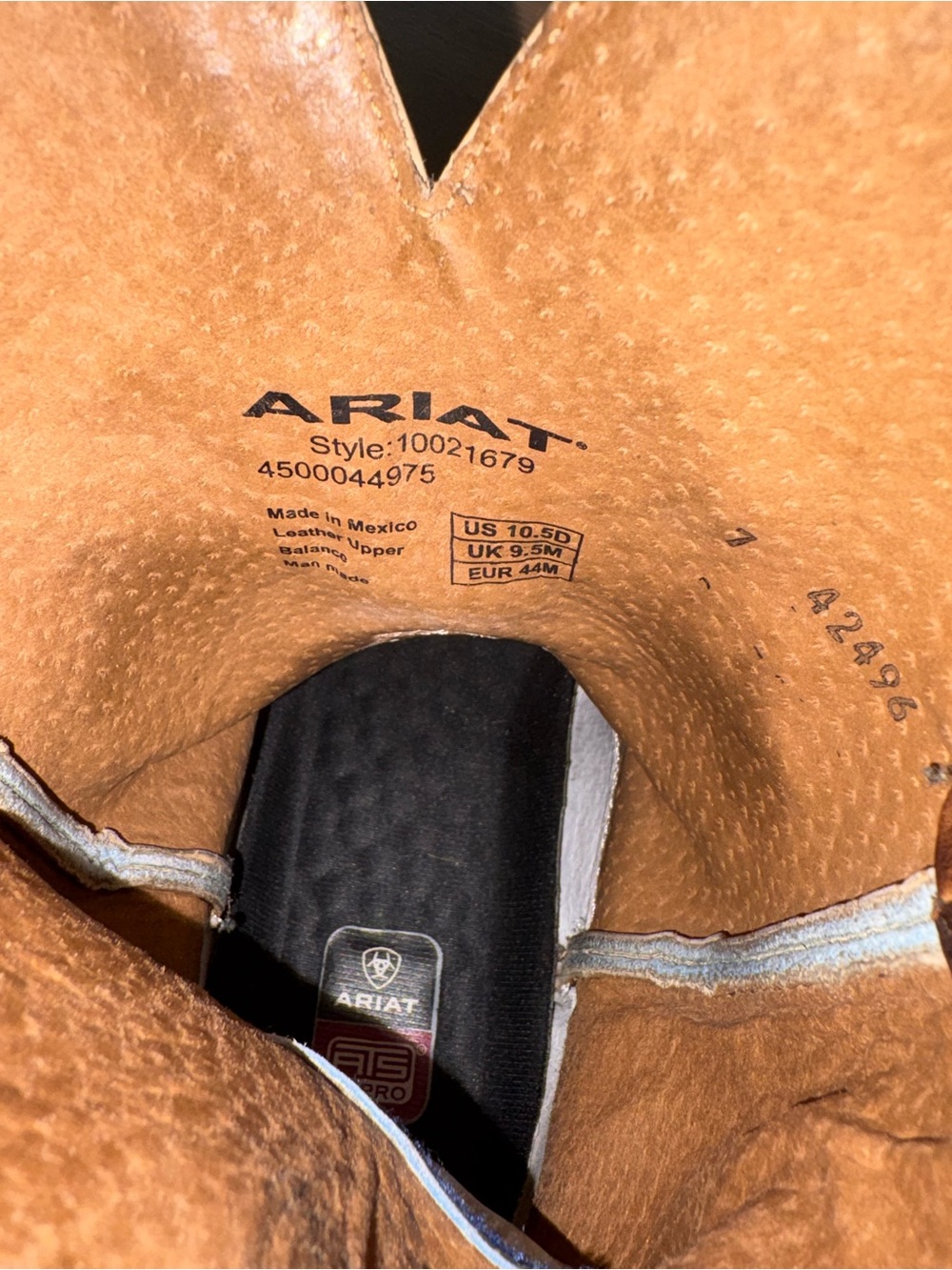 Ariat Brown Leather Cowboy Boots with Light Blue Embroidered Shaft - Picture 3 of 5